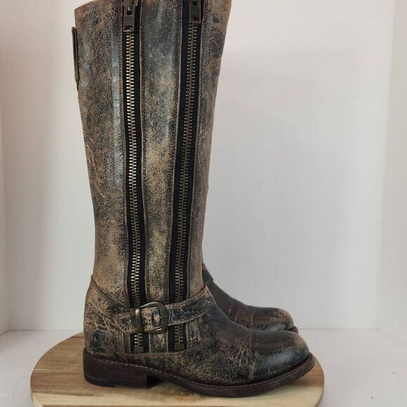 Bed Stu Tango Double Zipper Riding Boot Brown Women's Size 7 - Picture 1 of 14